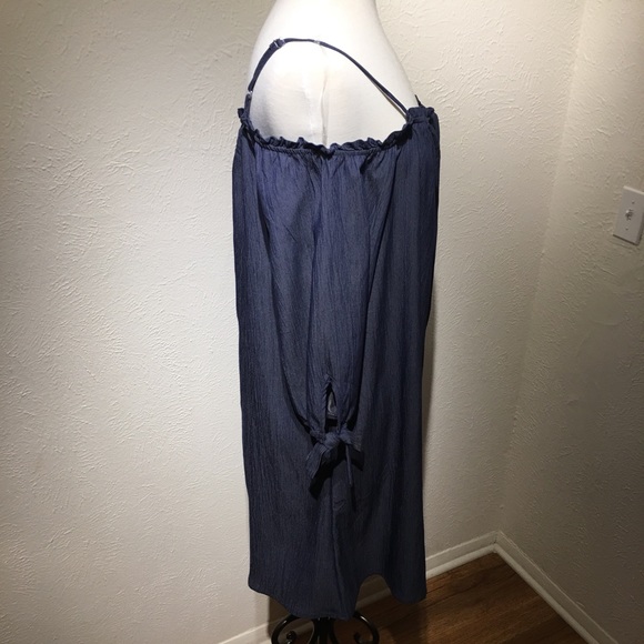 Denim Cold Shoulder Dress - Picture 2 of 4